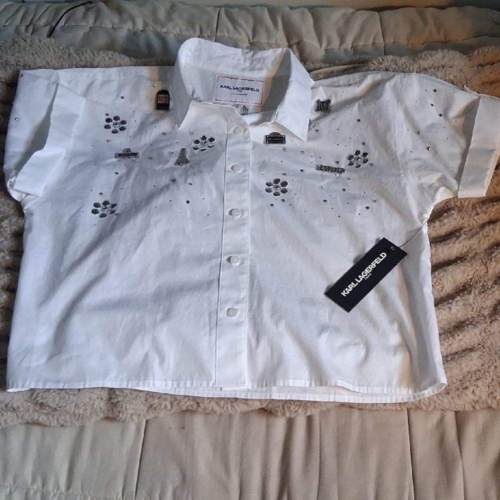 Karl Lagerfeld White Embellished Shirt